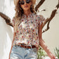 Floral Notched Cap Sleeve Blouse