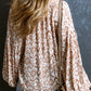 Printed Tie Neck Balloon Sleeve Blouse