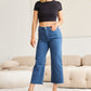 RFM Crop Chloe Full Size Tummy Control High Waist Raw Hem Jeans