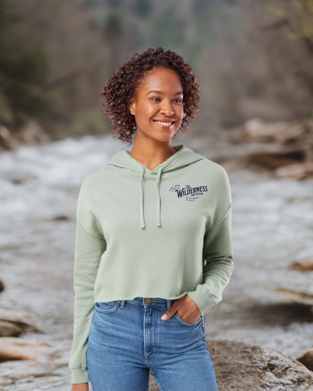 Wild Wilderness Sage Cropped Hoodie