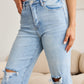 RFM Full Size Tummy Control High Waist Raw Hem Distressed Jeans